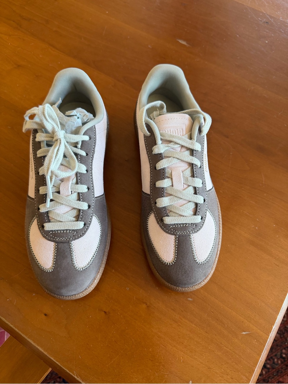 Puma Palermo Taupe and Pink Retro Sneakers